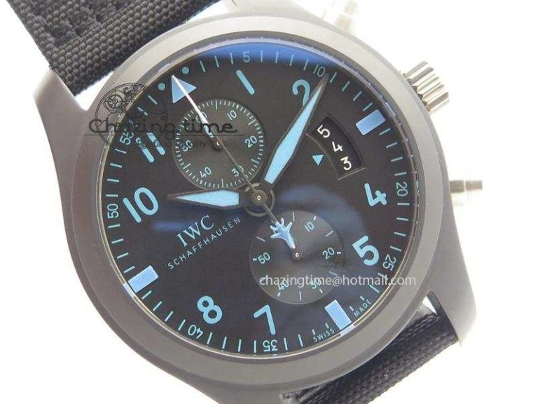 Trendy Pilot Chrono IW388003 Real Ceramic ZF 1:1 Best Edition On Black Nylon Strap A 7322