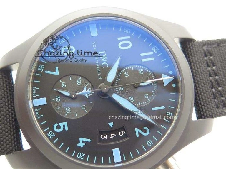 Trendy Pilot Chrono IW388003 Real Ceramic ZF 1:1 Best Edition On Black Nylon Strap A 7322