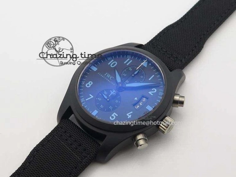 Trendy Pilot Chrono IW388003 Real Ceramic ZF 1:1 Best Edition On Black Nylon Strap A 7322