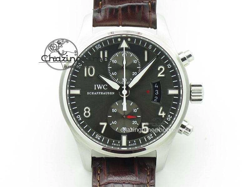 Pilot Chrono SS 3878 Gray Dial on Brown Leather Strap A StreetReady 7395