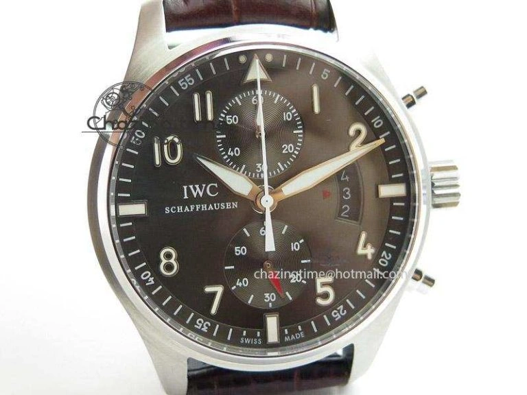 Pilot Chrono SS 3878 Gray Dial on Brown Leather Strap A StreetReady 7395