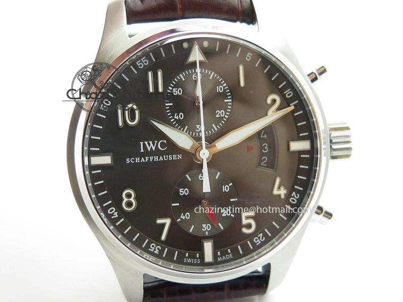 Pilot Chrono SS 3878 Gray Dial on Brown Leather Strap A StreetReady 7395