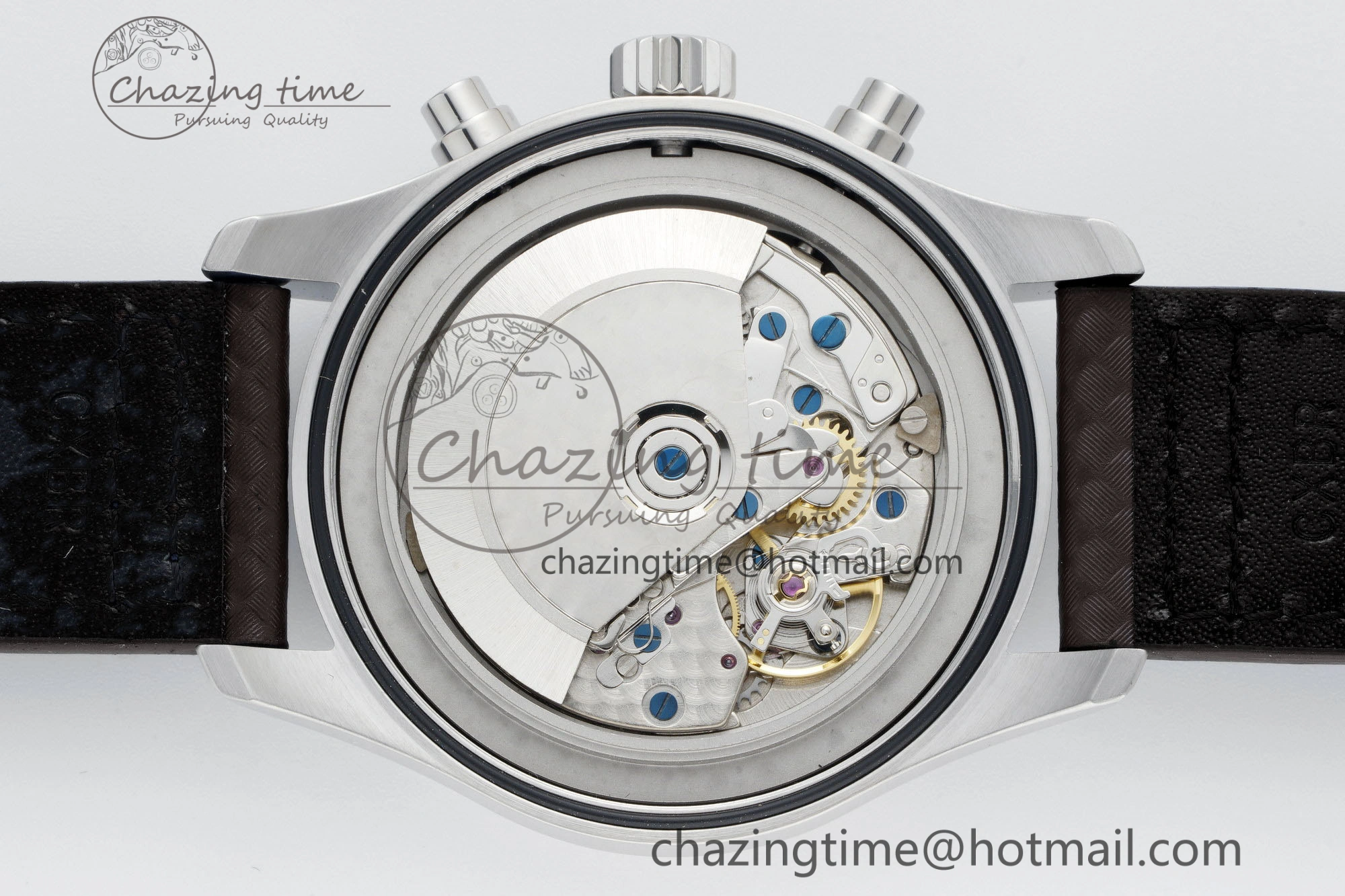 Pilot Chrono SS AZF 1:1 Best Edition Black Dial Orange Markers on Brown Leather Strap A GoodFit 7065
