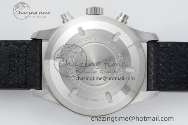 Pilot Chrono SS AZF 1:1 Best Edition Black Dial Orange Markers on Brown Leather Strap A GoodFit 7065