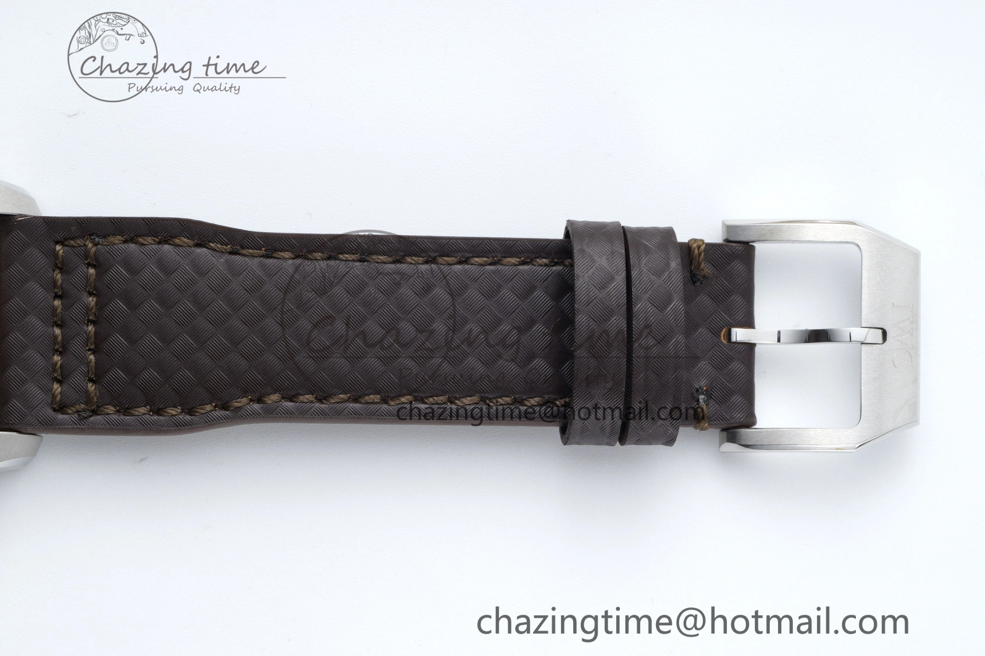 Pilot Chrono SS AZF 1:1 Best Edition Black Dial Orange Markers on Brown Leather Strap A GoodFit 7065