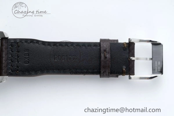 Pilot Chrono SS AZF 1:1 Best Edition Black Dial Orange Markers on Brown Leather Strap A GoodFit 7065