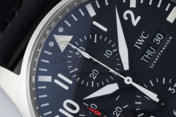 Pilot Chrono SS AZF 1:1 Best Edition Black Dial on Black Leather Strap A HighPerformance 7061