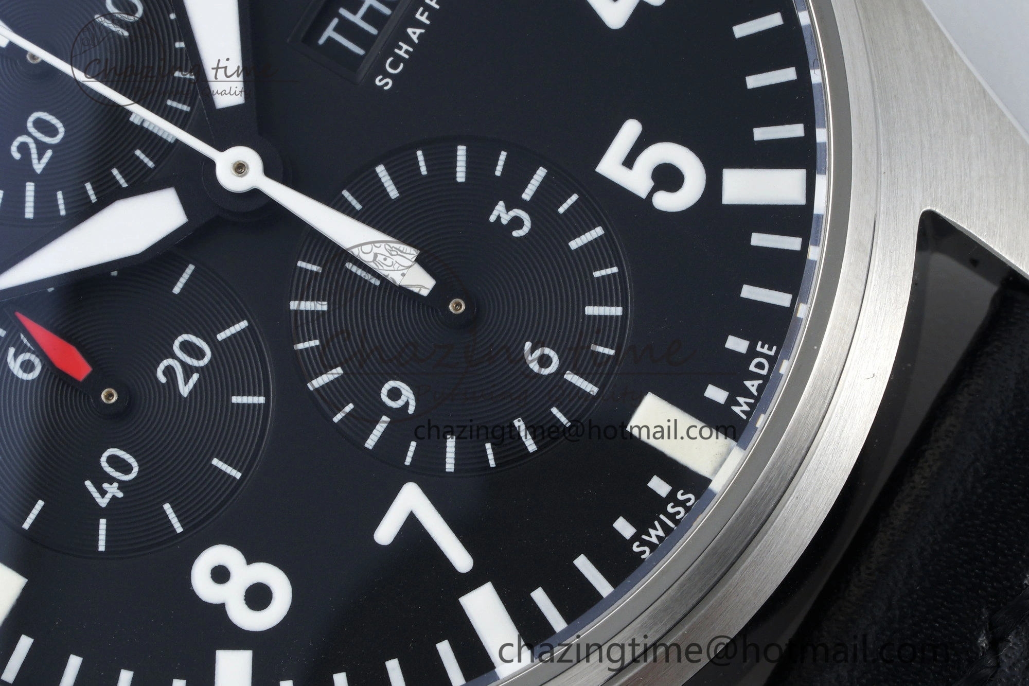 Pilot Chrono SS AZF 1:1 Best Edition Black Dial on Black Leather Strap A HighPerformance 7061