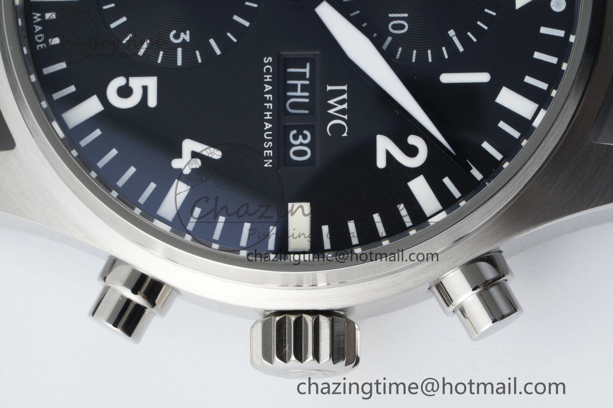 Pilot Chrono SS AZF 1:1 Best Edition Black Dial on Black Leather Strap A HighPerformance 7061