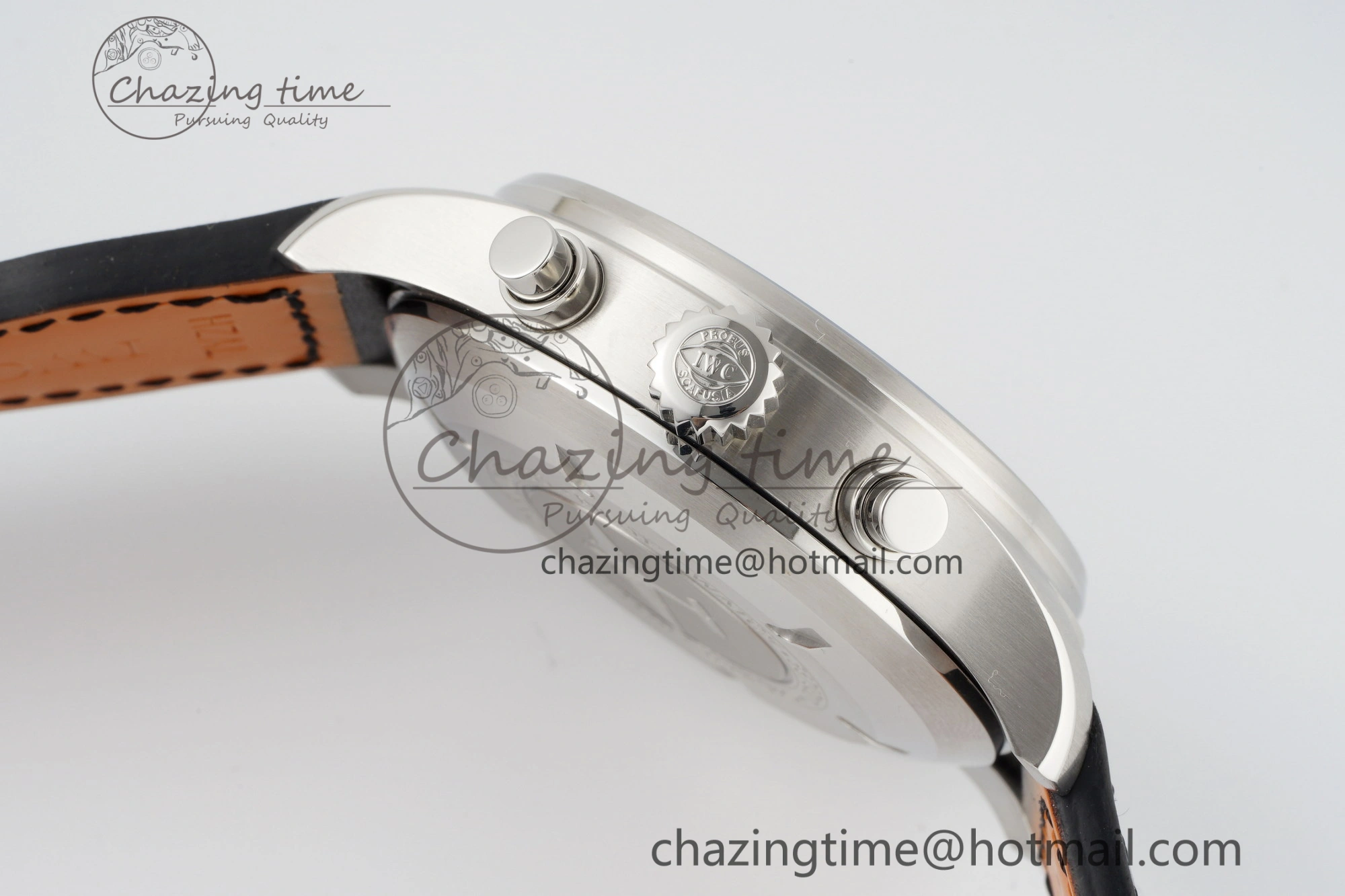 Pilot Chrono SS AZF 1:1 Best Edition Black Dial on Black Leather Strap A HighPerformance 7061