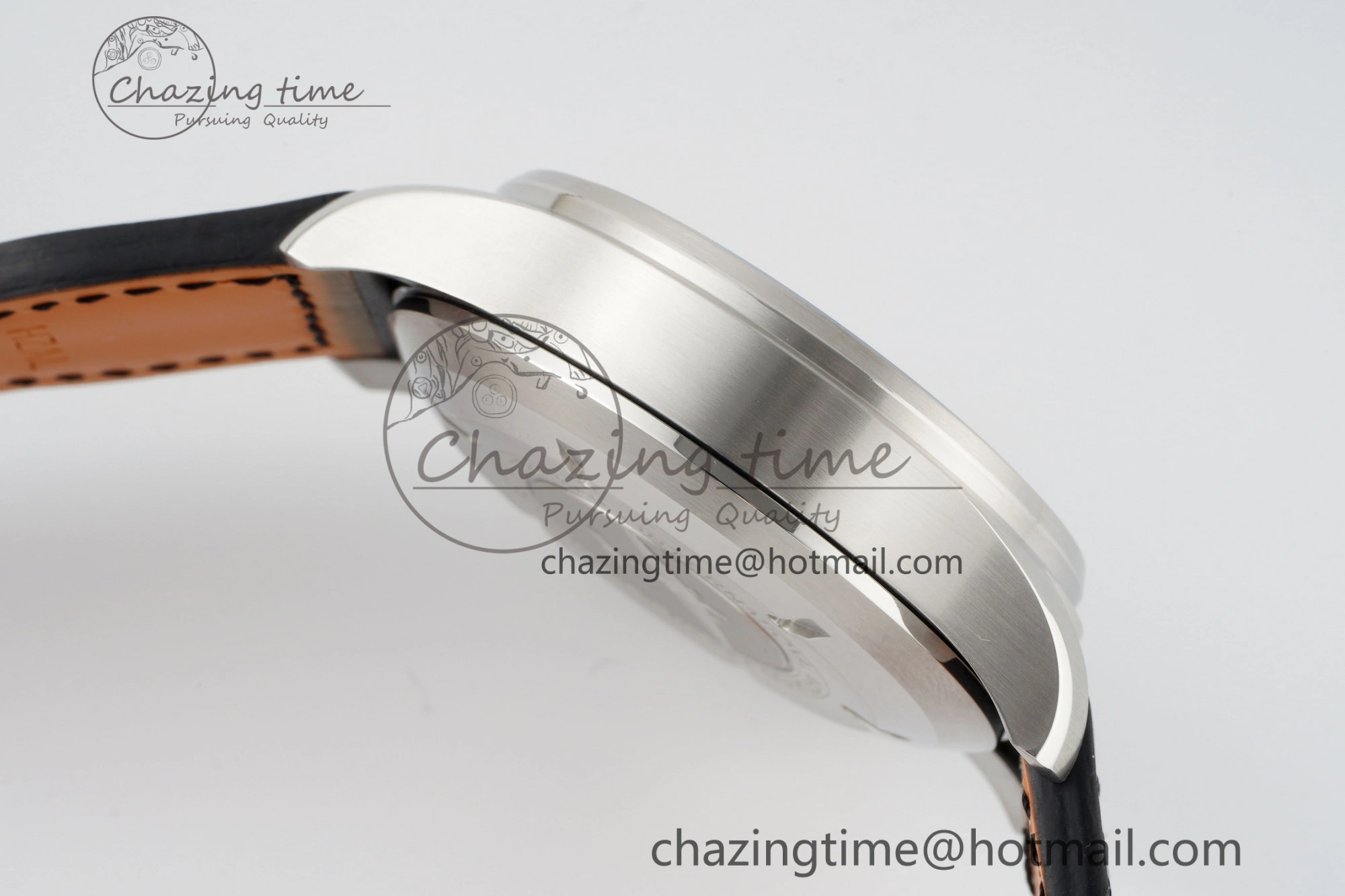 Pilot Chrono SS AZF 1:1 Best Edition Black Dial on Black Leather Strap A HighPerformance 7061
