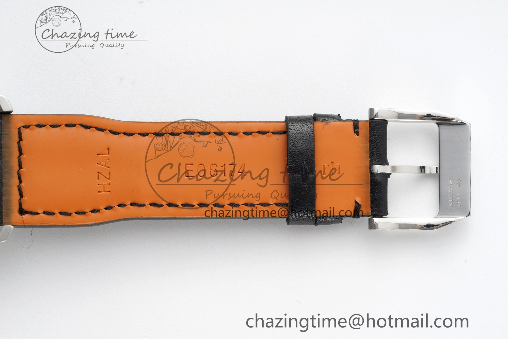 Pilot Chrono SS AZF 1:1 Best Edition Black Dial on Black Leather Strap A HighPerformance 7061