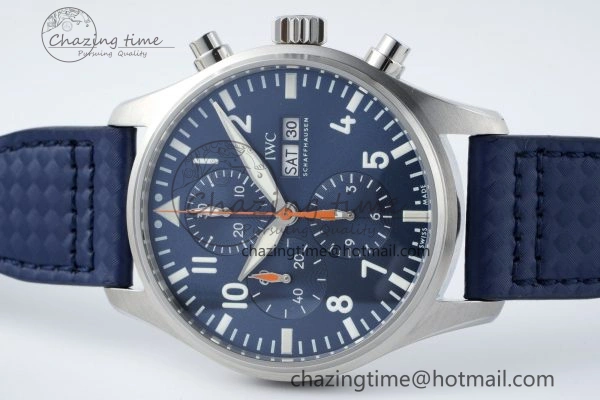 Pilot Chrono SS AZF 1:1 Best Edition Blue Dial Orange Hand on Blue Leather Strap A SunProtective 7063