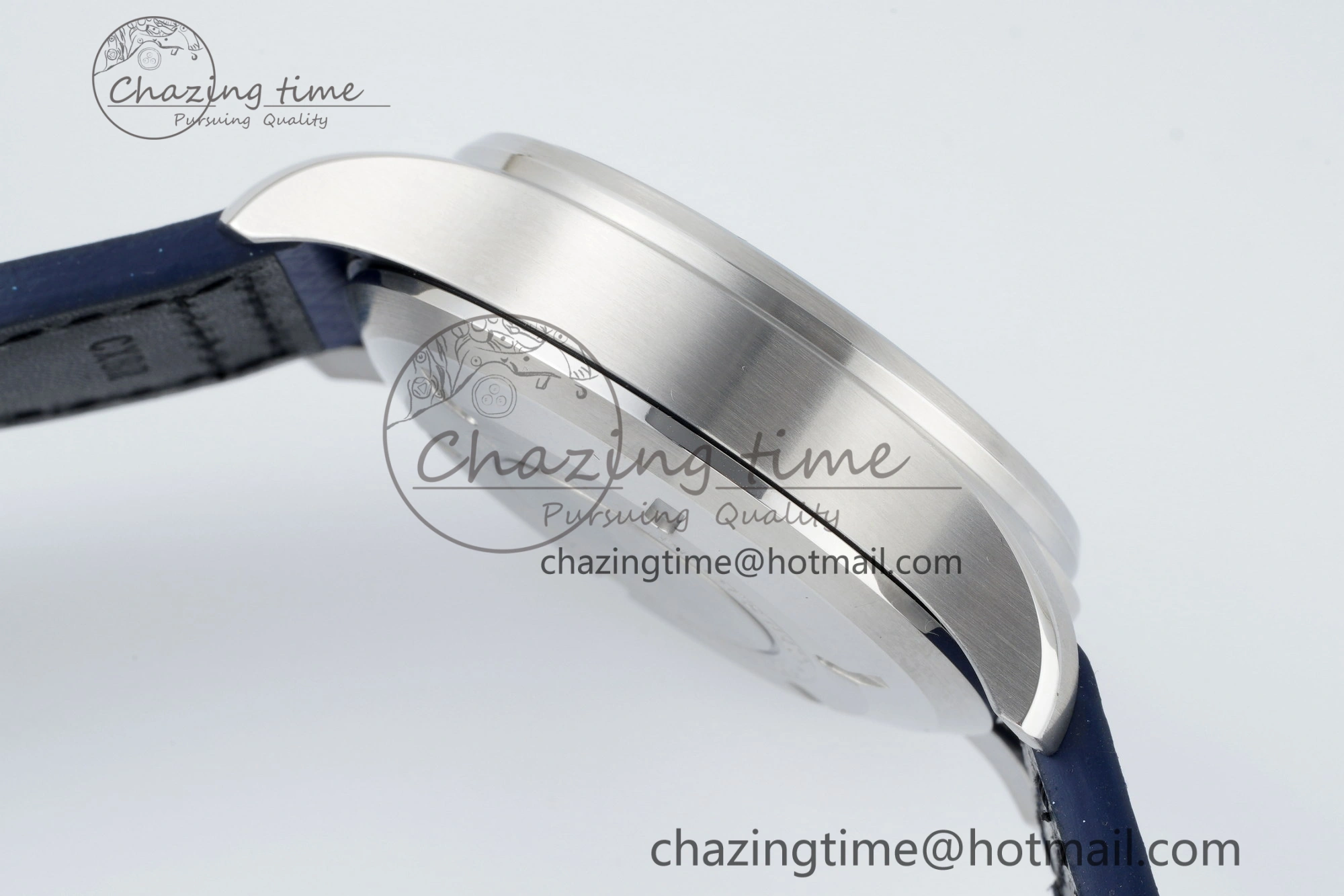 Pilot Chrono SS AZF 1:1 Best Edition Blue Dial Orange Hand on Blue Leather Strap A SunProtective 7063