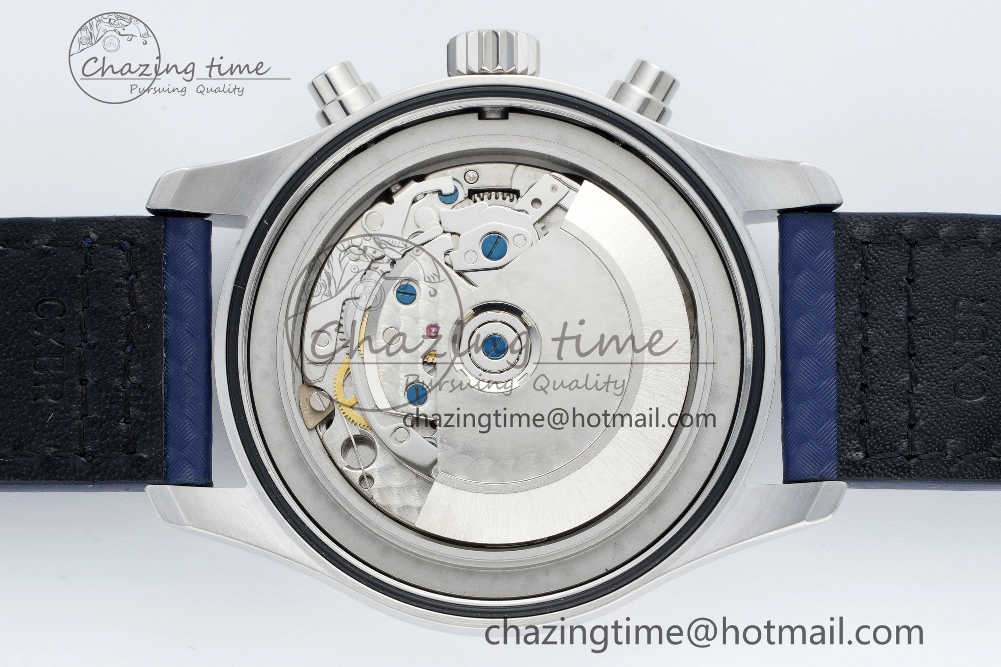 Pilot Chrono SS AZF 1:1 Best Edition Blue Dial Orange Hand on Blue Leather Strap A SunProtective 7063