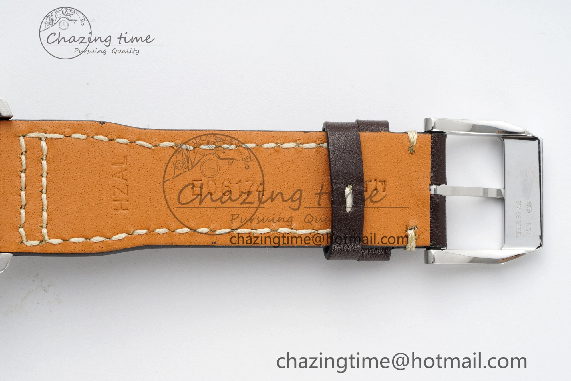 Pilot Chrono SS AZF 1:1 Best Edition Blue Dial on Brown Leather Strap A Bright 7060