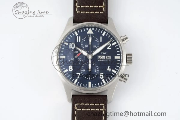 Pilot Chrono SS AZF 1:1 Best Edition Blue Dial on Brown Leather Strap A Bright 7060