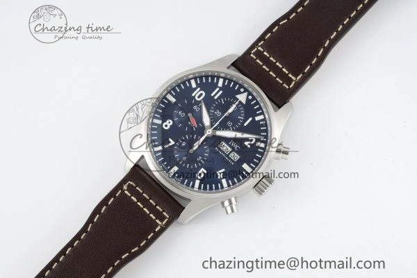 Pilot Chrono SS AZF 1:1 Best Edition Blue Dial on Brown Leather Strap A Bright 7060