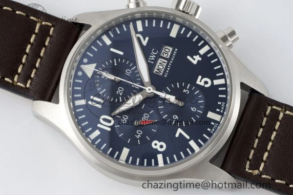 Pilot Chrono SS AZF 1:1 Best Edition Blue Dial on Brown Leather Strap A Bright 7060
