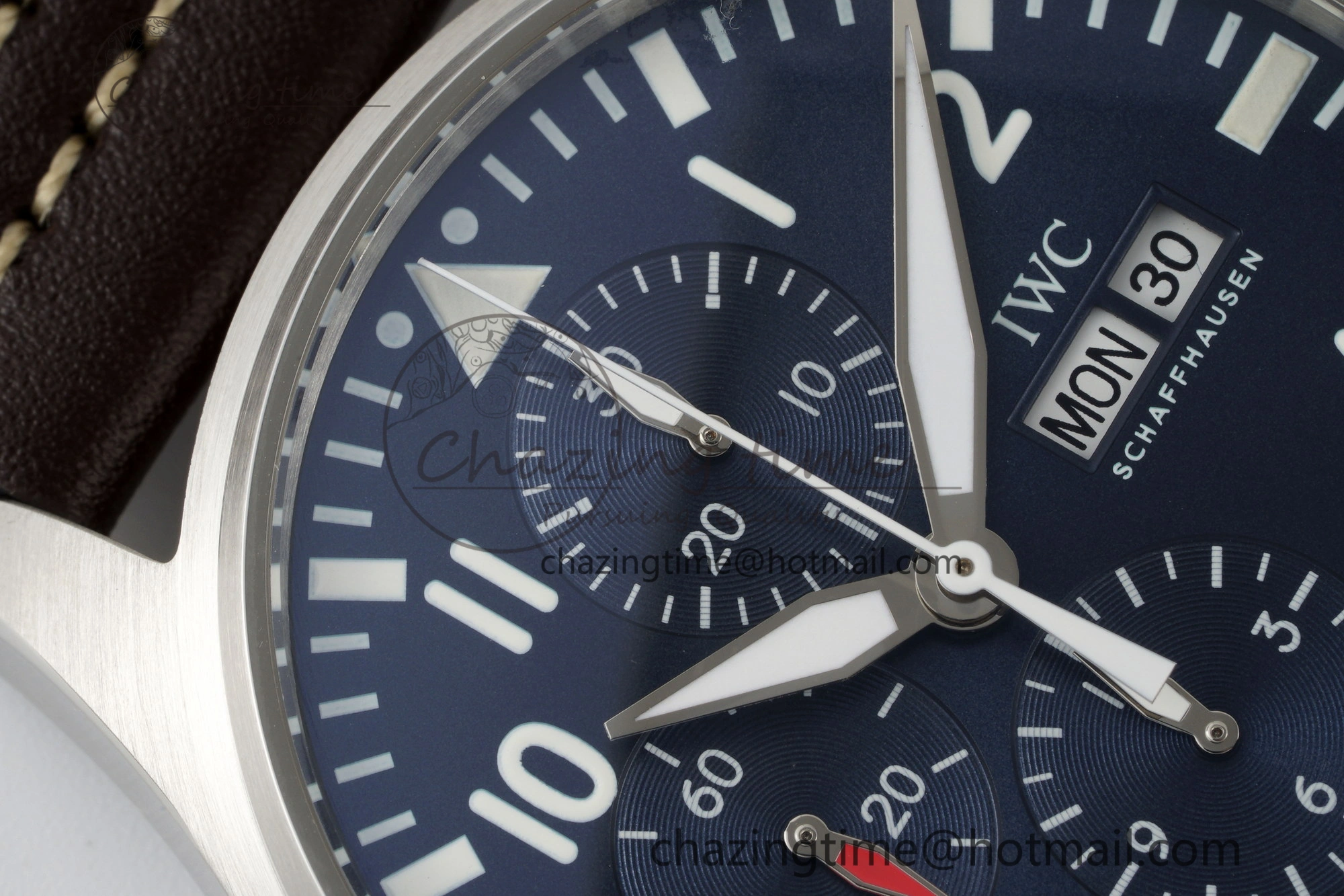 Pilot Chrono SS AZF 1:1 Best Edition Blue Dial on Brown Leather Strap A Bright 7060
