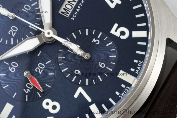 Pilot Chrono SS AZF 1:1 Best Edition Blue Dial on Brown Leather Strap A Bright 7060