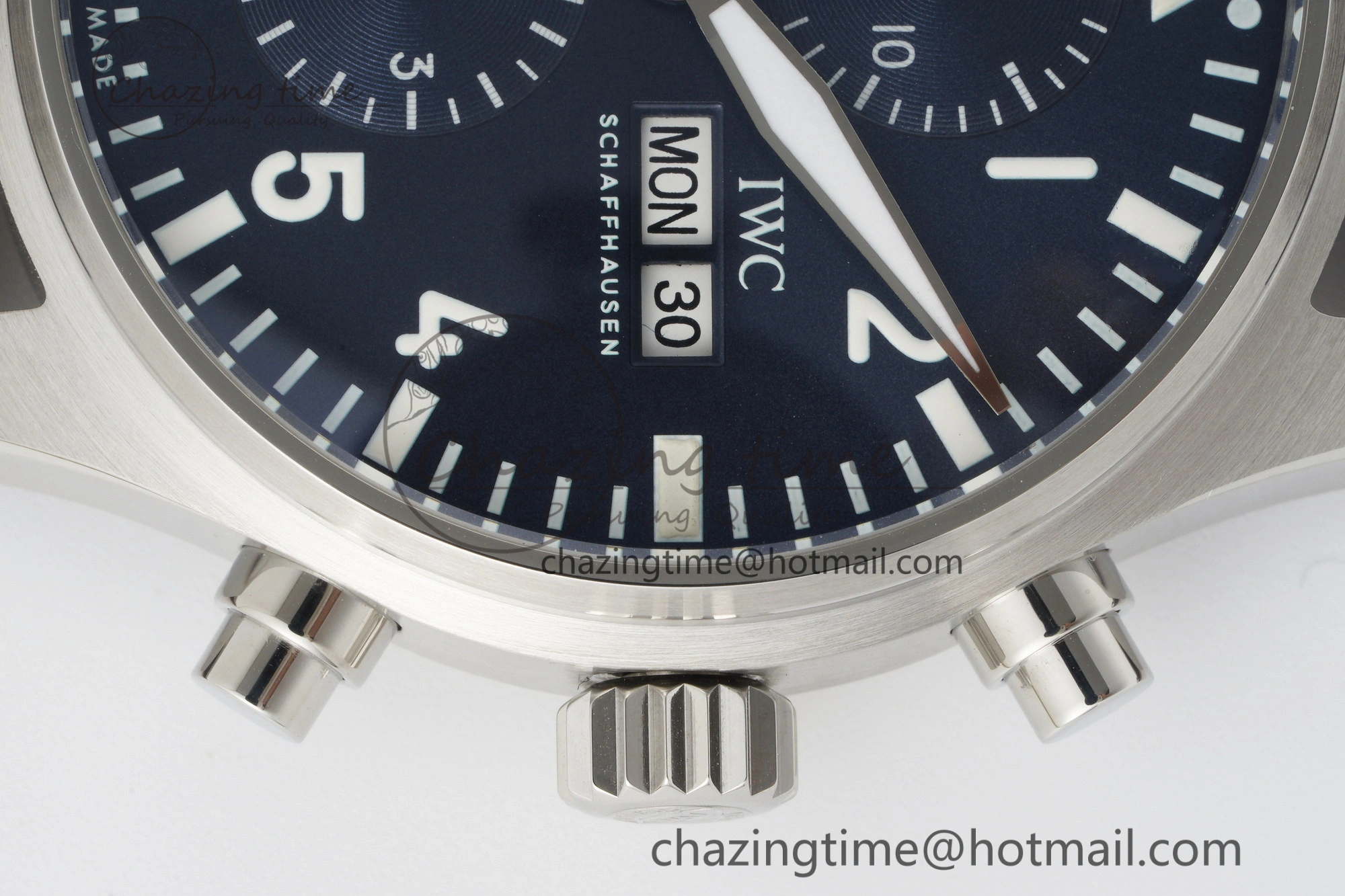 Pilot Chrono SS AZF 1:1 Best Edition Blue Dial on Brown Leather Strap A Bright 7060
