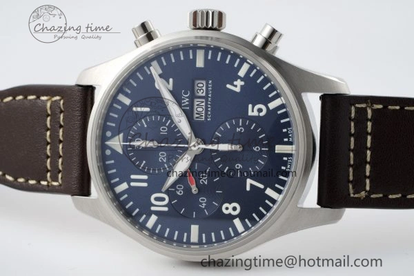 Pilot Chrono SS AZF 1:1 Best Edition Blue Dial on Brown Leather Strap A Bright 7060