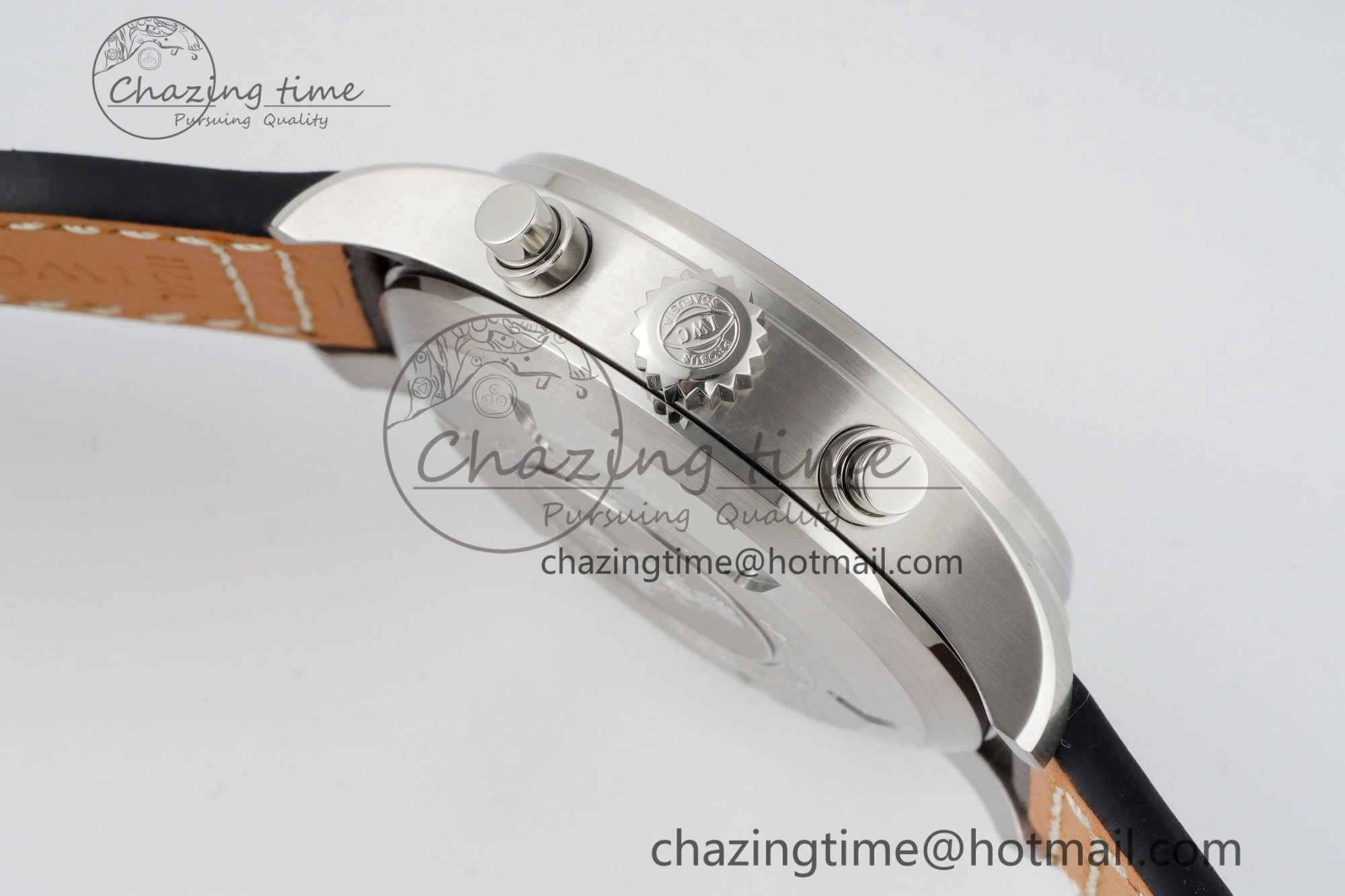 Pilot Chrono SS AZF 1:1 Best Edition Blue Dial on Brown Leather Strap A Bright 7060