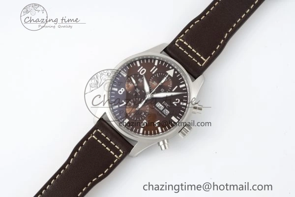 Classic Pilot Chrono SS AZF 1:1 Best Edition Brown Dial on Brown Leather Strap A 7062