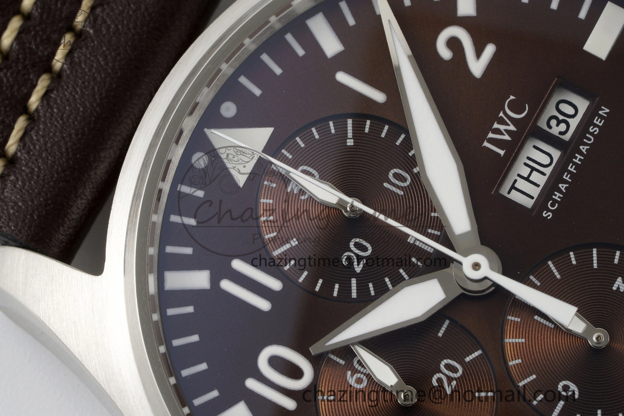 Classic Pilot Chrono SS AZF 1:1 Best Edition Brown Dial on Brown Leather Strap A 7062