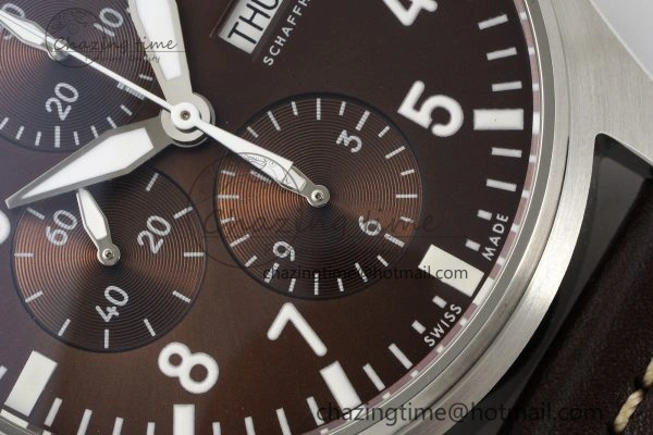 Classic Pilot Chrono SS AZF 1:1 Best Edition Brown Dial on Brown Leather Strap A 7062