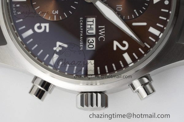 Classic Pilot Chrono SS AZF 1:1 Best Edition Brown Dial on Brown Leather Strap A 7062
