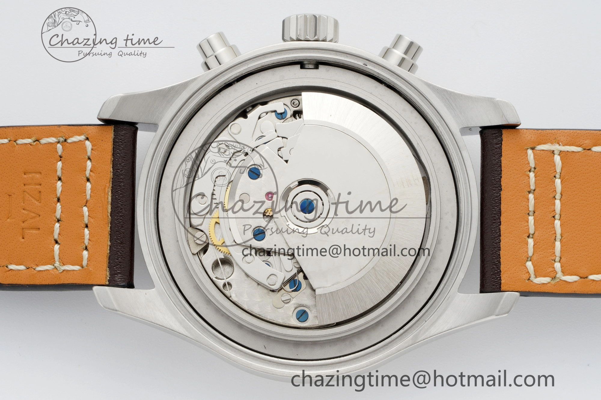 GoodFit Pilot Chrono SS AZF 1:1 Best Edition Green Dial on Brown Leather Strap A 7059