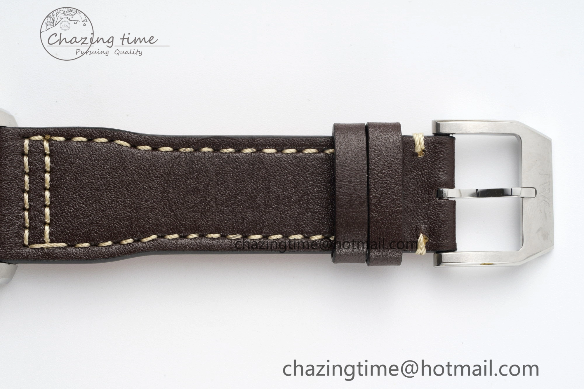 GoodFit Pilot Chrono SS AZF 1:1 Best Edition Green Dial on Brown Leather Strap A 7059