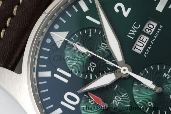 GoodFit Pilot Chrono SS AZF 1:1 Best Edition Green Dial on Brown Leather Strap A 7059