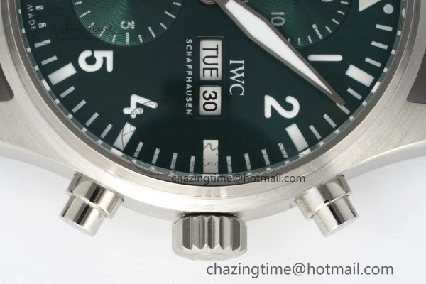 GoodFit Pilot Chrono SS AZF 1:1 Best Edition Green Dial on Brown Leather Strap A 7059