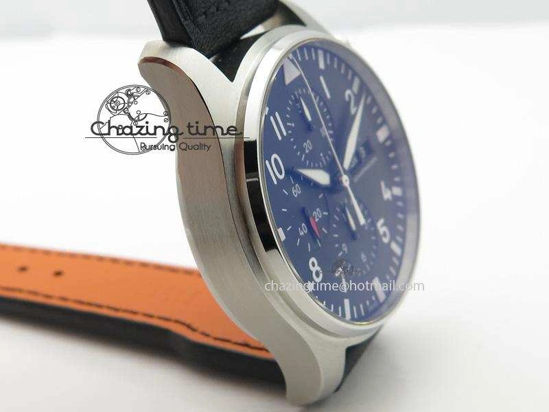 Minimalist Pilot Chrono SS IW377709 ZF Best Edition Black Dial On Black Leather Strap A 7313