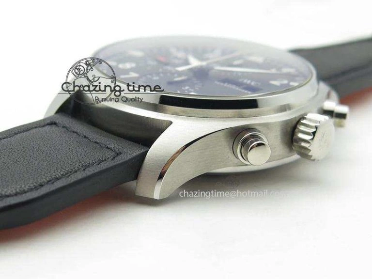 Minimalist Pilot Chrono SS IW377709 ZF Best Edition Black Dial On Black Leather Strap A 7313