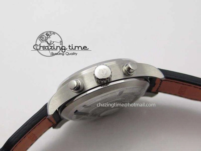 Minimalist Pilot Chrono SS IW377709 ZF Best Edition Black Dial On Black Leather Strap A 7313