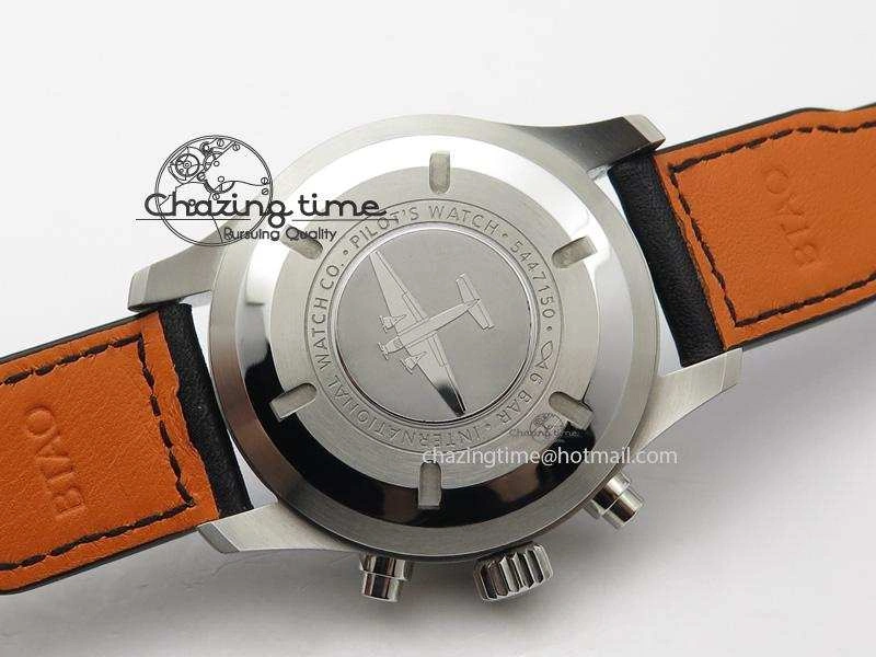 Minimalist Pilot Chrono SS IW377709 ZF Best Edition Black Dial On Black Leather Strap A 7313