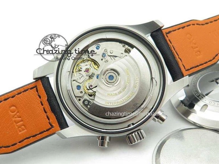 Minimalist Pilot Chrono SS IW377709 ZF Best Edition Black Dial On Black Leather Strap A 7313