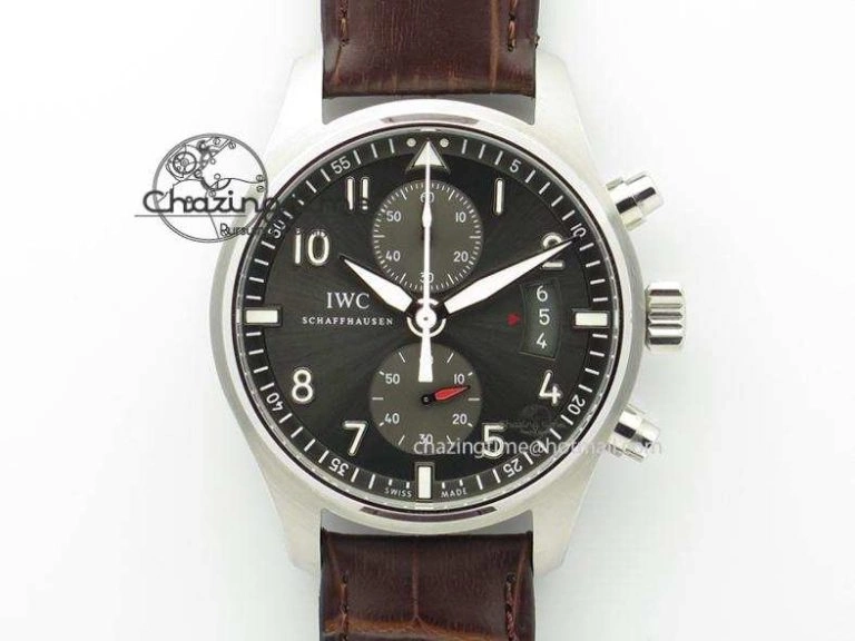 AllSeason Pilot Chrono SS IW387802 V6F 1:1 Best Edition On Brown Leather Strap A 7323