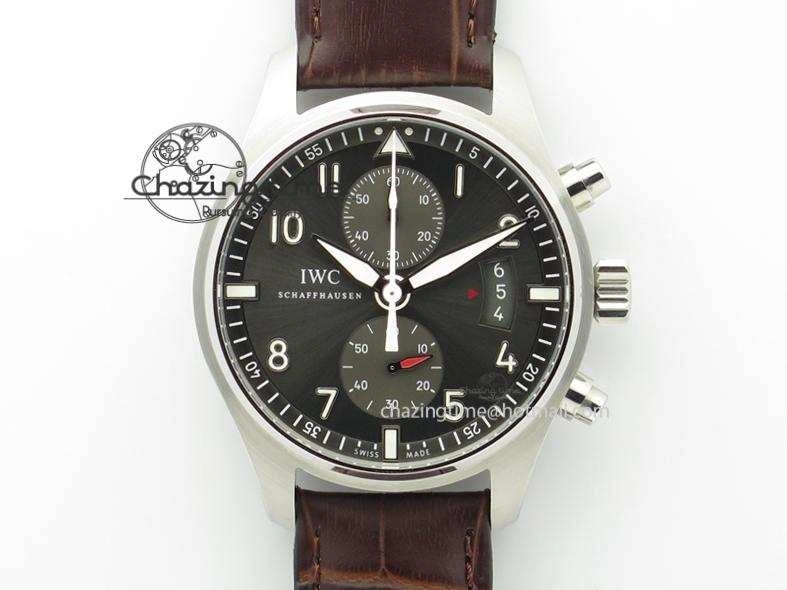 AllSeason Pilot Chrono SS IW387802 V6F 1:1 Best Edition On Brown Leather Strap A 7323