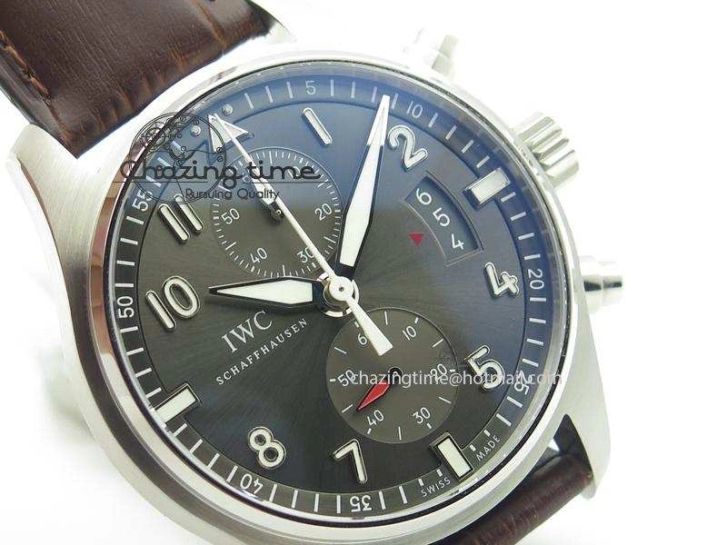 AllSeason Pilot Chrono SS IW387802 V6F 1:1 Best Edition On Brown Leather Strap A 7323