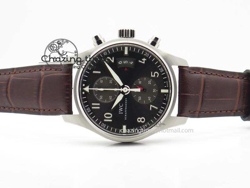 AllSeason Pilot Chrono SS IW387802 V6F 1:1 Best Edition On Brown Leather Strap A 7323