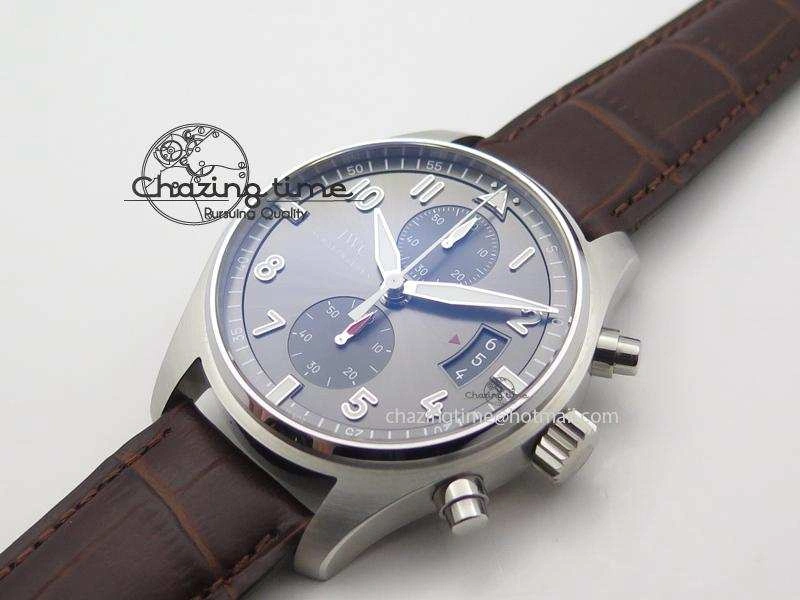 AllSeason Pilot Chrono SS IW387802 V6F 1:1 Best Edition On Brown Leather Strap A 7323