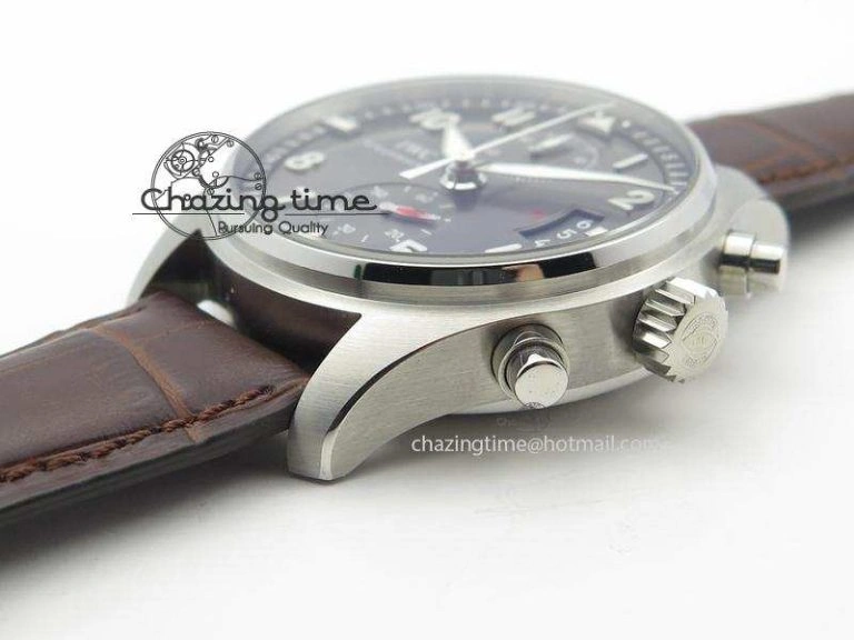 AllSeason Pilot Chrono SS IW387802 V6F 1:1 Best Edition On Brown Leather Strap A 7323