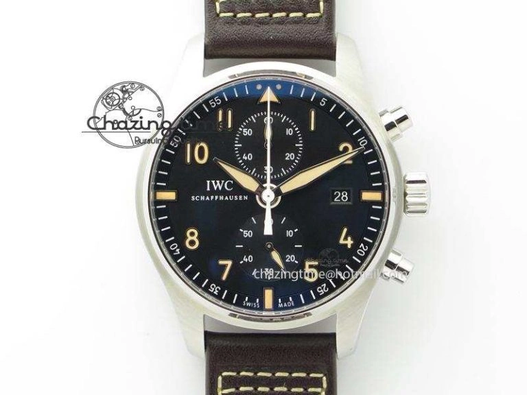 EasyCare Pilot Chrono SS IW387808 CF3 ZF 1:1 Best Edition On Brown Leather Strap A 7328