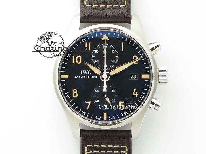 EasyCare Pilot Chrono SS IW387808 CF3 ZF 1:1 Best Edition On Brown Leather Strap A 7328
