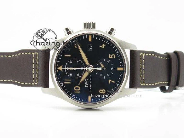 EasyCare Pilot Chrono SS IW387808 CF3 ZF 1:1 Best Edition On Brown Leather Strap A 7328